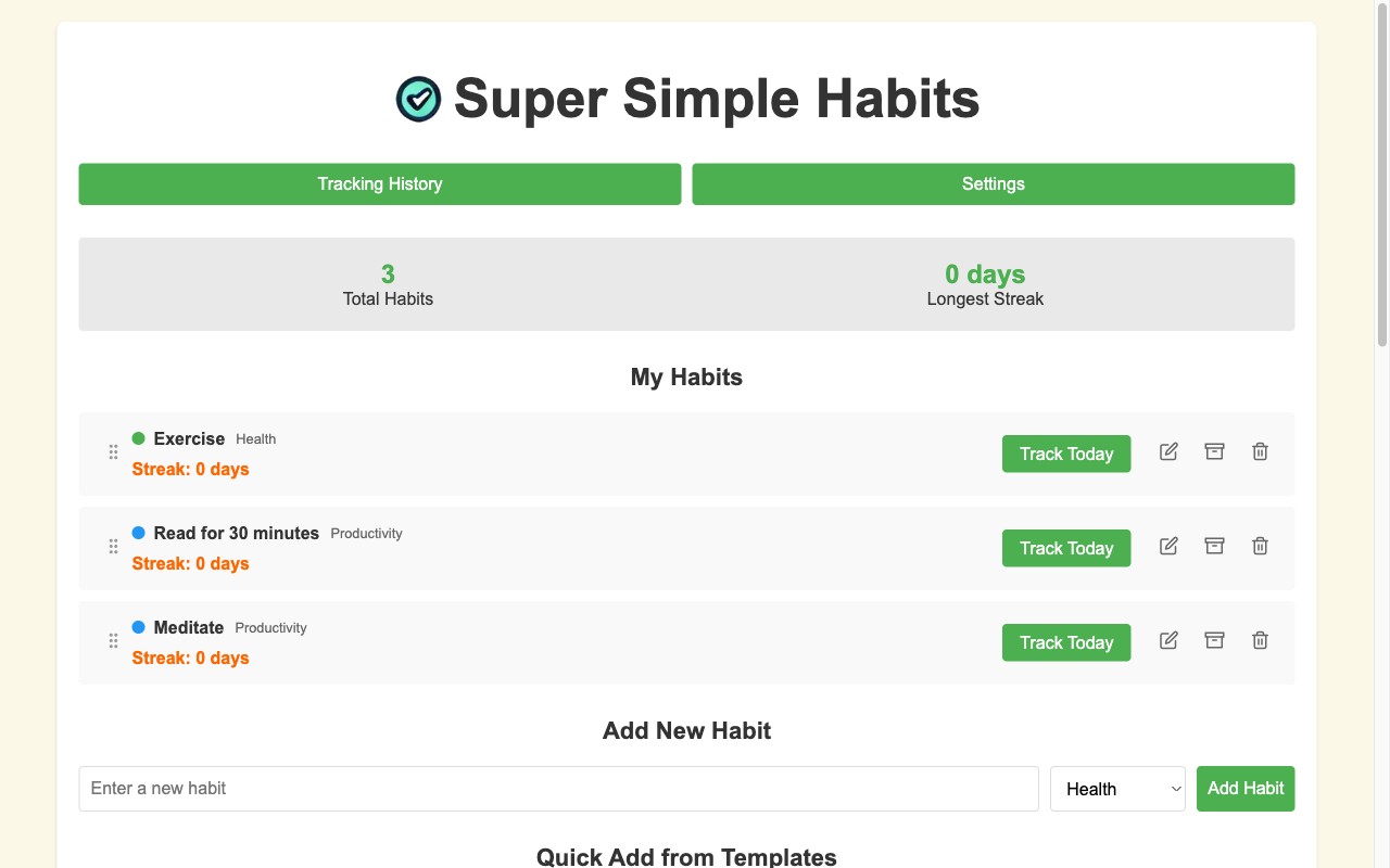 Super Simple Habits website